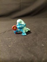 Smurfs 20203 Baby Smurf Blue Pajamas Rattle Vintage Figure Toy PVC Figurine Peyo - £12.44 GBP