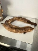 Vintage Fur 2 Complete Mink Bodies Stole Wrap w Heads Tails Feet  41” - £39.01 GBP