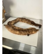 Vintage Fur 2 Complete Mink Bodies Stole Wrap w Heads Tails Feet  41” - £39.46 GBP