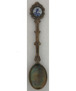 Vintage "Made in Holland 90" Silver Souvenir Spoon with Blue Painted Windmill  - $28.11 CAD