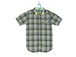 prAna Shirt Plaid Embroidered Large Logo Button Up Dress Green Gray Yell... - £18.88 GBP