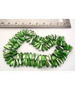 50 3 x 11 mm Czech Glass Daggers: Coated - Metallic Green - £3.79 GBP