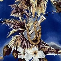 Hilo Hattie Tiki Hawaii Aloha Shirt Hibiscus Ukulele Outrigger Palms Isl... - £18.01 GBP