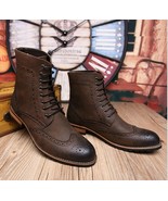 Men High Ankle Military Full Brogue Wing Tip Genuine LaceUp Leather Boot... - $179.99