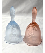 Vintage FENTON 6.25&quot; Satin Prayer Bells Pair - NOW I LAY ME DOWN TO SLEE... - $24.54