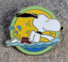 SNOOPY Peanuts Swimming Aquatic Water Sports Vintage Lapel Hat Pin - $12.99