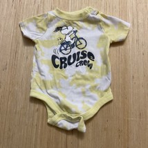 Baby 0-3 Months Garanimals Peanuts Snoopy Bike Cruise Crew Yellow One Piece - $5.95