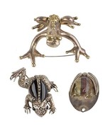 STERLING SILVER &amp; GEMSTONE FROGS, TOADS BROOCHES, PENDANT, GREAT FOR COL... - £147.13 GBP