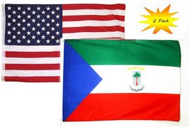 2x3 2&#39;x3 Wholesale Set (2 Pack) USA American &amp; Equatorial Guinea Flag Banner Fa - £7.05 GBP