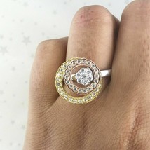 Zwei Kreis Kreiselnd Ring 2Ct Rund Künstlicher Diamant 14K Drei Ton Gold Finish - £96.44 GBP