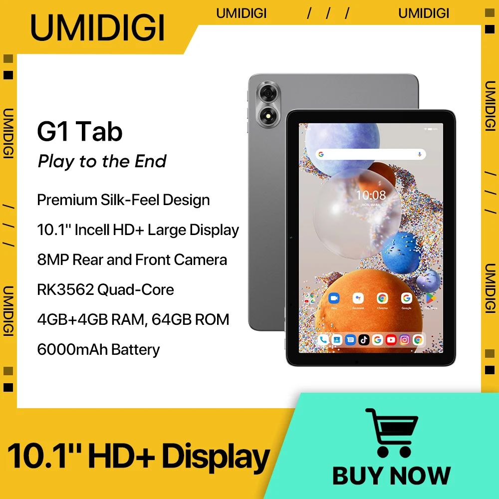[UMIDIGI NEW Tab] G1 Tab Android 13 Smart tablet 10.1" HD Display 4GB 64GB Quad - £141.49 GBP