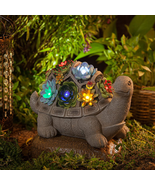 GARDEN STATUE TURTLE WITH SOLAR PLANTS, TURTLE WITH SOLAR LIGHT FIGURINE - £27.40 GBP