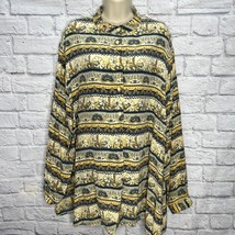 Vintage Jacqueline Ferrar 100% Silk Long Sleeve Blouse Tunic Size 2X Flo... - £19.71 GBP