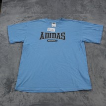 Adidas Shirt Mens L Blue Short Sleeve Crew Neck Print Knit Cotton Casual Tee - £12.76 GBP