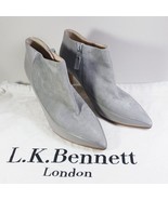 L.K. Bennet Amanda Dove Gray Size 39 Suede &amp; Leather High Heel Ankle Boots - $90.00
