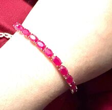 Natural ruby bracelet silver 925 red ruby gift for women stone queen - $193.73