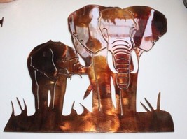 Mom and Baby Elephant Pair Metal Wall Art Decor 14 1/2&quot; tall x 17&quot; wide - £40.35 GBP