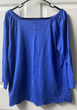 Talbots 3/4 Sleeve Boat Neck Knit Top Women Medium Blue Scalloped Hem - £14.09 GBP