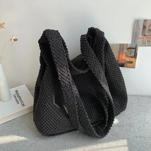 Retro Ladies  Bags Knitting Pure Color Underarm Bag Women Casual Crochet Zipper  - £87.11 GBP