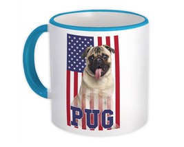 PUG USA : Gift Mug Flag American Dog Lover Pet United States Cute - £12.57 GBP