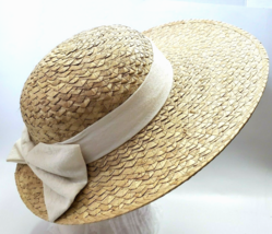 Womens Sun Hat Wide Brim Backless Natural Tan sunhat - £23.18 GBP