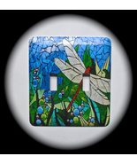 Stained Glass Dragonflies Double Toggle Metal Switch Plate - £7.30 GBP