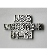 USS WISCONSIN BATTLESHIP BB-64 US NAVY SCRIPT LAPEL PIN BADGE 1 INCH - £4.22 GBP