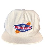 Vtg PIONEER Seed Hat Cap Snapback K Products White Corduroy Farmer USA - $28.91