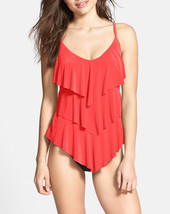  NEW Magicsuit by Miraclesuit Rita Solid Flamingo Orange Tiered Tankini Top 10 - £39.65 GBP