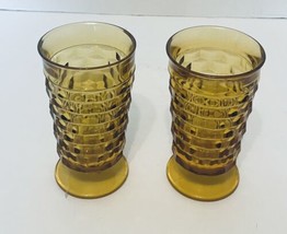 Indiana Glass Whitehall Colony Cubist Amber Footed Iced Tea Water Tumble... - £17.03 GBP