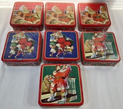 Coca-Cola Vintage Style Rectangle Tin Lidded Box Christmas  Lot OF 7 - $19.68