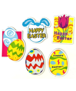 Lot 5 Happy Easter Refrigerator Magnets Decorated Eggs Bunny Ears Tulip ... - £7.80 GBP