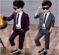 Kids Baby Boys Wedding Party Suit Outfits Concert Gentleman Coat+Pants Clothing - £12.74 GBP+
