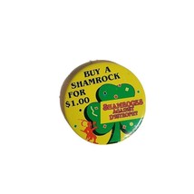 Retro Vintage Pinback Button VTG Shamrocks Against Dystrophy 1970s - $9.30