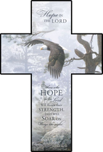 Large Wood Cross -- Hope in the Lord -- ISAIAH 40:31 (17&quot; x 12&quot; x 3/4&quot;) - £27.97 GBP