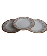 3 Moritz Zdekauer M Z Austria China Dessert Plates Gold Pink Roses 1884-... - $27.99