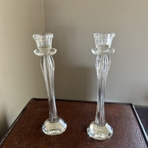 Pair of Mikasa 10.5&quot; Candle holders traditional TALL Signed amazing crystal (G88 - £77.85 GBP