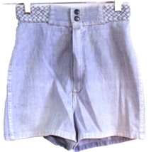 VTG 80s 90s Womens High Waist Denim Shorts 24" Braided Waistband Hong Kong - $55.00