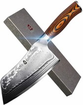 TUO Cutlery Cleaver 7'' Knife - Japanese AUS-10 45-Layers Steel Damascus Rose - £70.66 GBP
