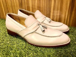 Bespoke Handmade Cream Color Moccasin Loafer Men Shoes - £158.70 GBP