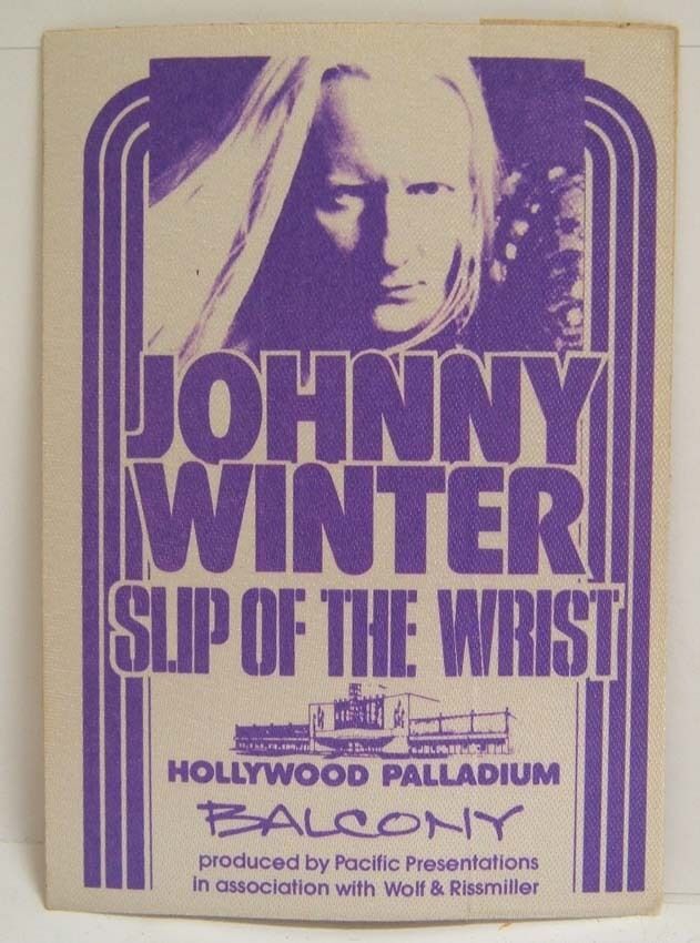 JOHNNY WINTER - VINTAGE ORIGINAL 1970&#39;s HOLLYWOOD PALLADIUM BACKSTAGE PASS - £15.00 GBP