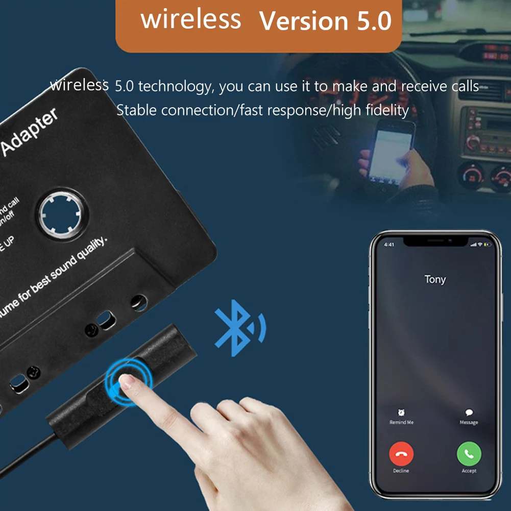 Universal Bluetooth 5.0 Car Tape Converter - Wireless Cassette Player Adapter - £16.92 GBP