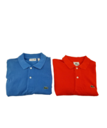2 of Lacoste  Mens Orange  Blue Polo Shirt Size 5 Large  Logo Polo Short... - £36.63 GBP