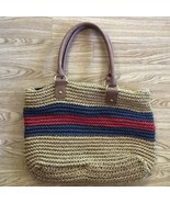 Tommy Hilfiger Handbag Beige Stripes Crochet Neutral Tones Interior Pock... - £9.78 GBP