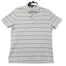 Gap Men Shirt Polo Size L Gray Preppy Stripe Classic Short Sleeve Button... - £10.07 GBP