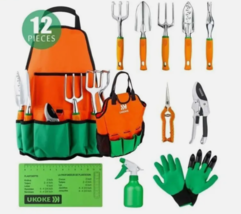 Ukoke 12 Piece Aluminum Garden Tool Kit &amp; Gardening Apron with Storage P... - £18.02 GBP