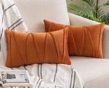 Woaboy Pack Of 2 Fall Decorative Velvet Throw Pillow Covers Striped Mode... - $29.99