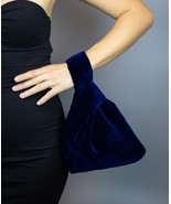 Japanese knot bag purse clutch navy blue velvet wedding , party ,special... - £32.01 GBP