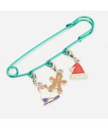 Christmas Brooch Pin Charms Gingerbread Man Ice Skate Santa Hat - €8,46 EUR