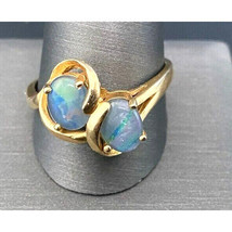 14K Yellow Gold Fire Opal Doublets Ring Size 12.5 Sky - $499.64